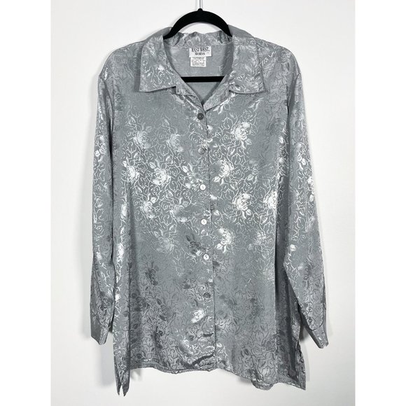 Vintage East West Woman grey blouse with floral print - Picture 4 of 8
